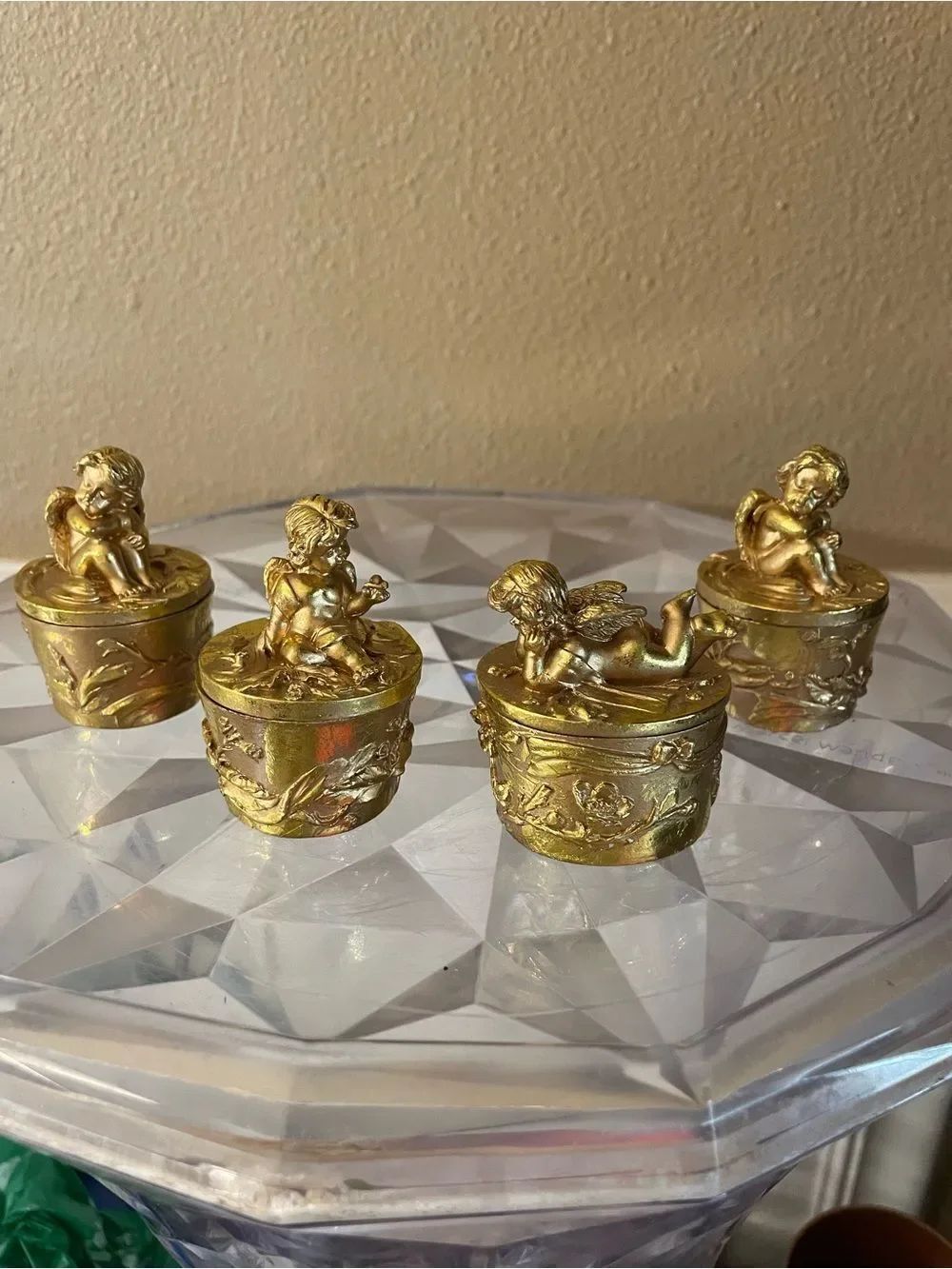 Santa’s Workshop Vintage Angel Cherub Trinket/Pill Boxes Decorative Set of 4
